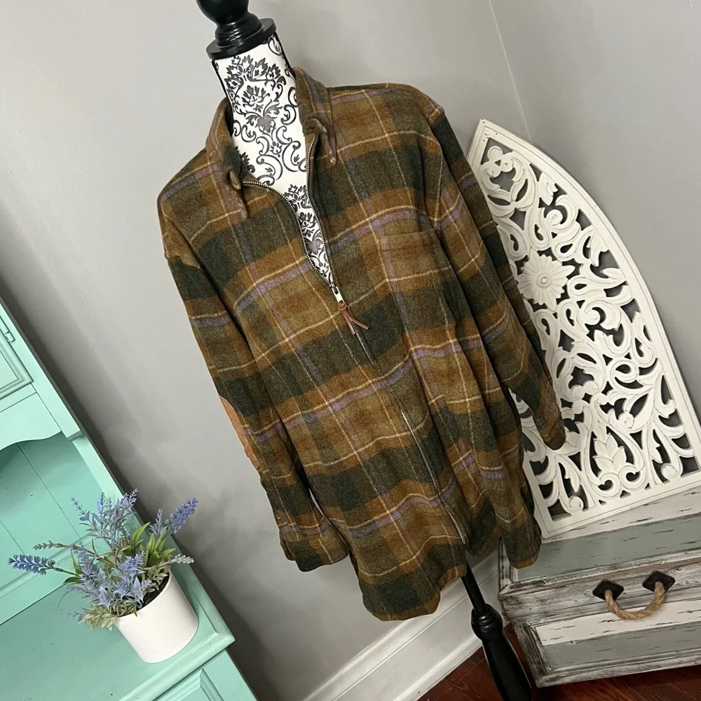 VINTAGE Ralph Lauren Lambs Wool Plaid Zip Up Jacket Size 3x Shacket Shirt Jacket - Picture 1 of 12